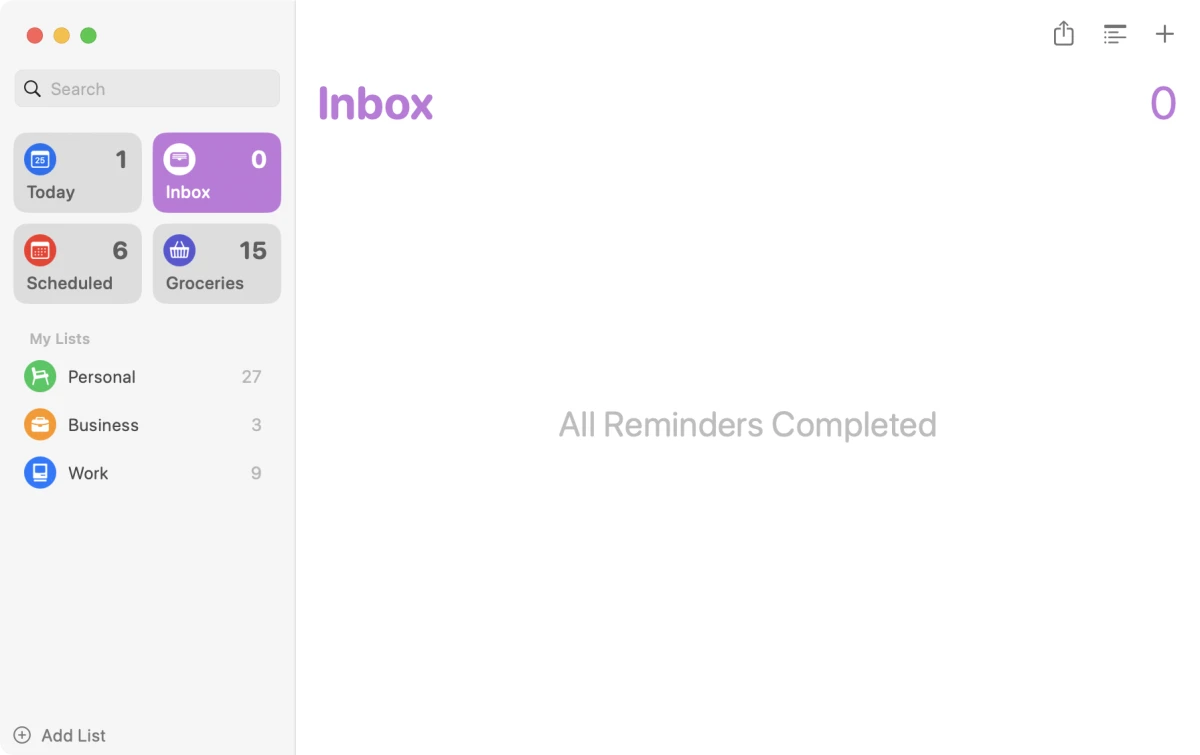 Apple Reminders is as simple as it gets