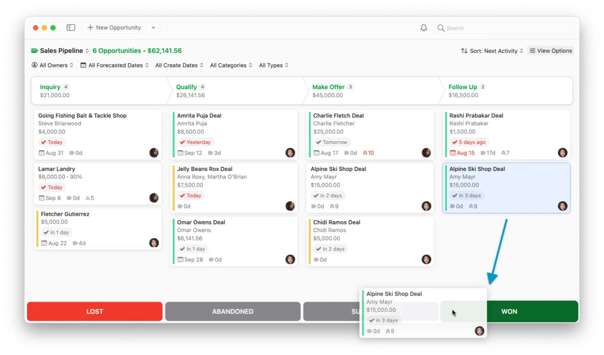 Opportunities Board in Daylite