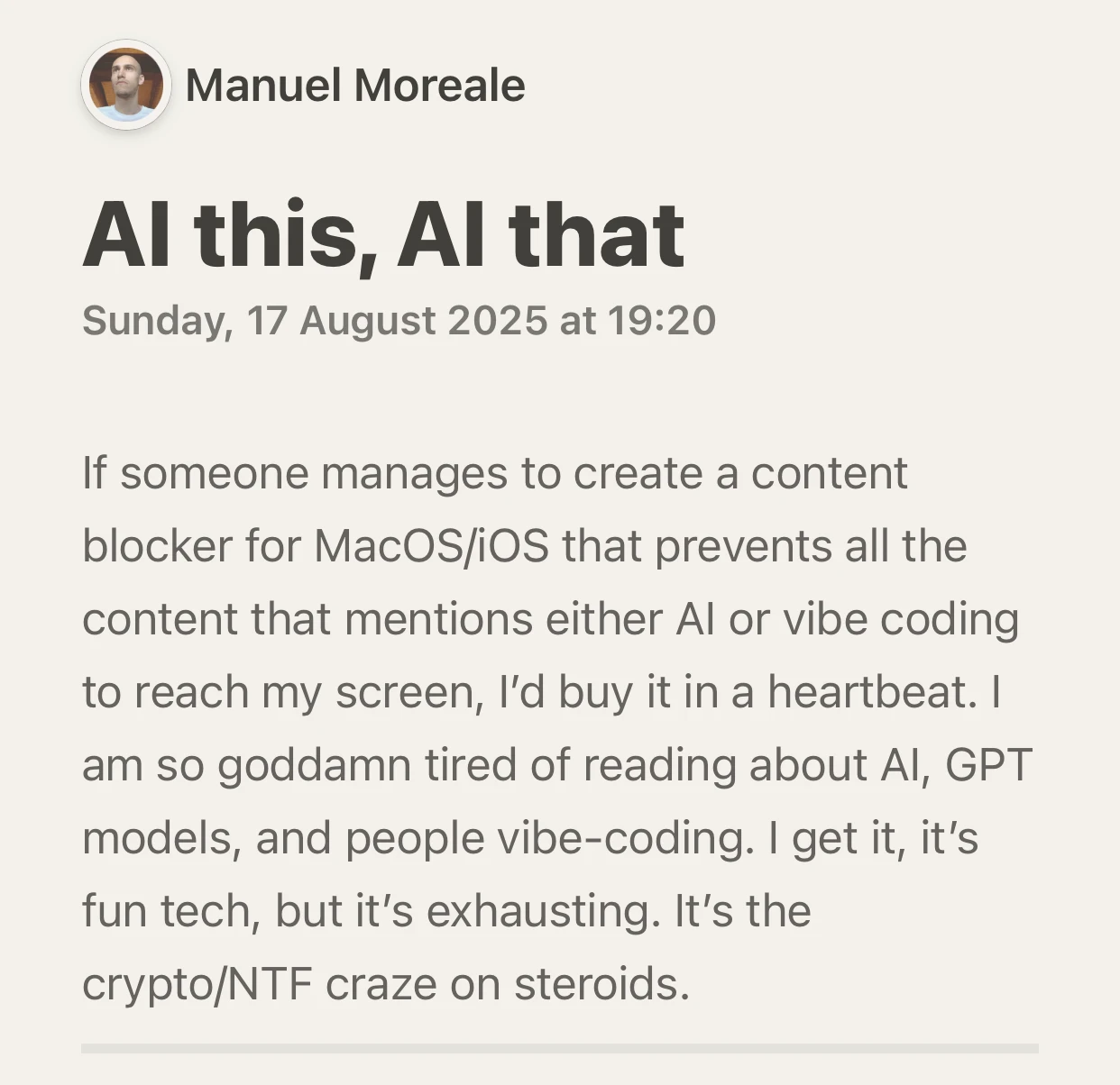 See, I'm not the only one that's fed up with ai