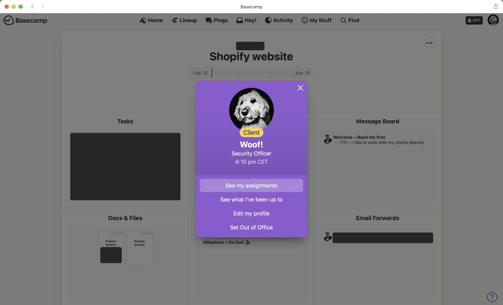 So why does Woof! have a Basecamp profile?